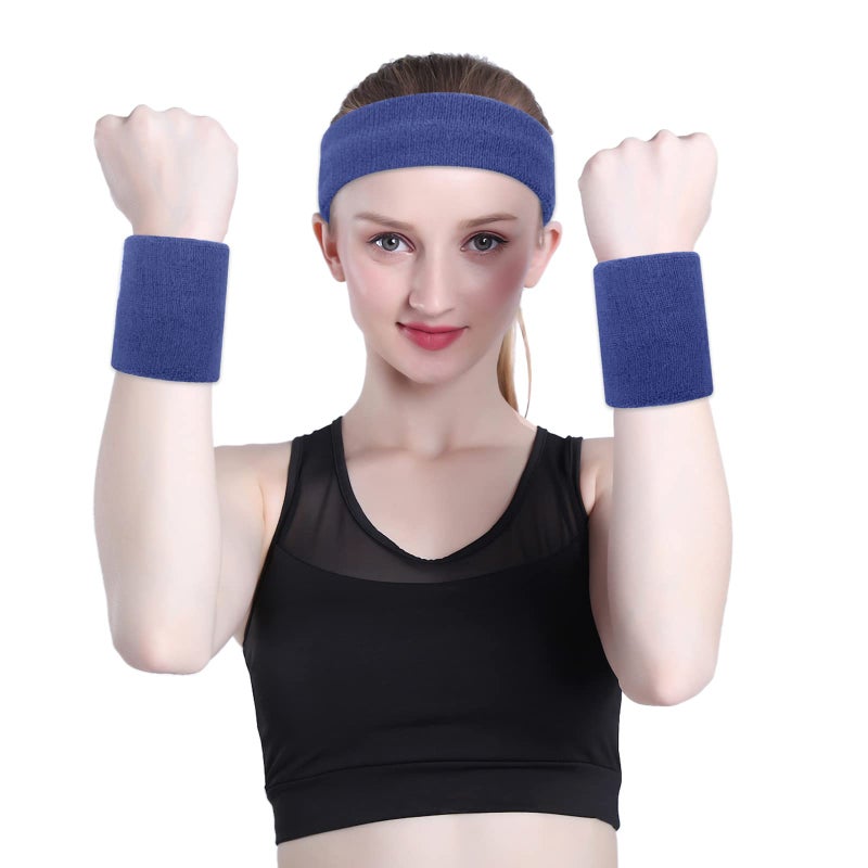 ONUPGO Sweatband Headbands for Men & Women -12PCS Sports Headbands Moisture Wicking Athletic Cotton Terry Cloth Head Band 7.88" x 2.16" - Image 5
